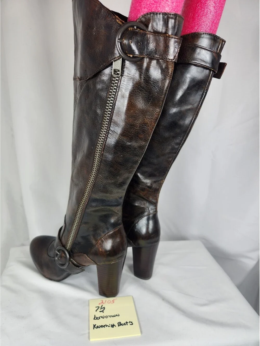 Born Crown Brown Distressed Leather Knee-High Boots Women's Size 7.5 EUC